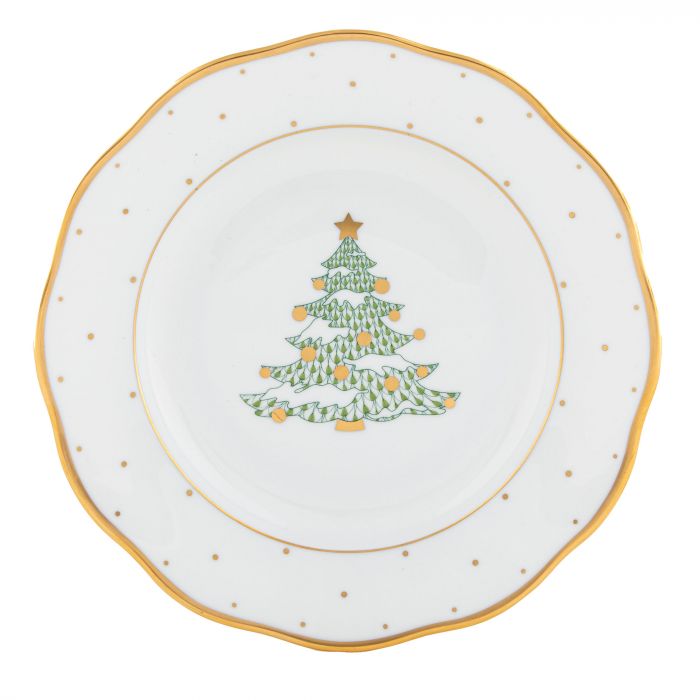Forest Green Christmas Tree Dessert Plate