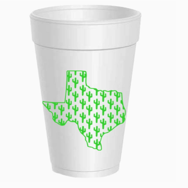 Texas Silhouette Cactus Foam Cups