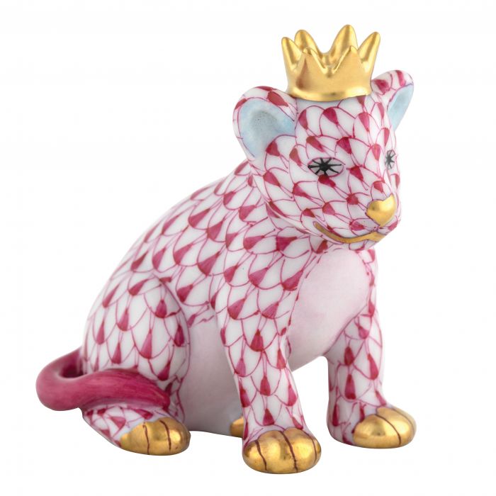 Herend Pink Lion Cub With Crown