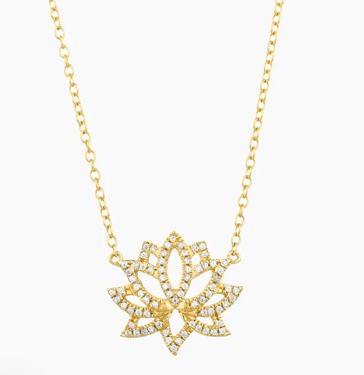 Blooming Lotus Diamond Pendant Necklace