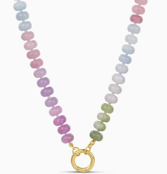 Stone Beaded Push Clasp Necklace