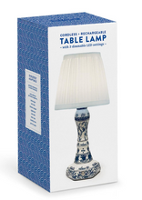 Load image into Gallery viewer, LED Cordless Blue Chinoiserie Table Lamp

