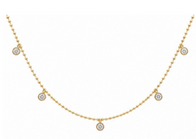 Load image into Gallery viewer, 14K Yellow Gold 0.33 cttw Beaded Chain Necklace With Diamond Droplets
