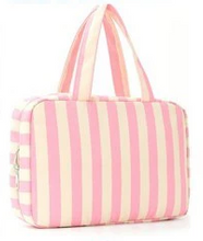 Load image into Gallery viewer, Striped Hanging Toiletry &amp; Makeup Organizer Bag

