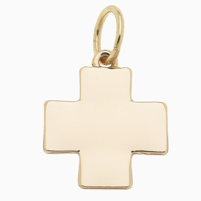 Square Cross Charm in Shiny Gold