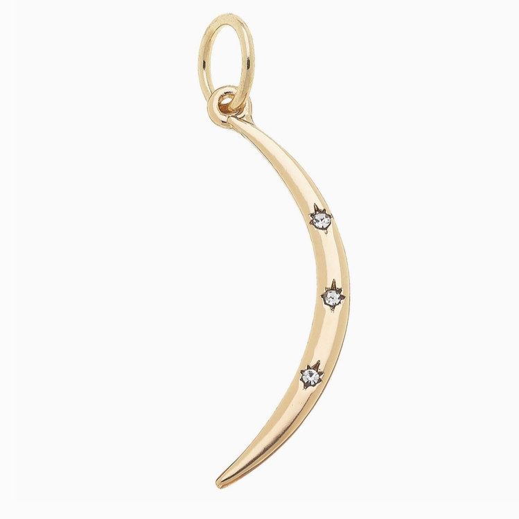 Rhinestone Crescent Moon Charm