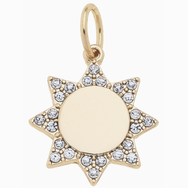 Pave Sun Charm in Shiny Gold