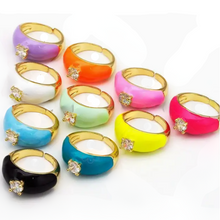 Load image into Gallery viewer, Enamel Round Diamond Adjustable Ring
