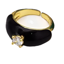 Load image into Gallery viewer, Enamel Round Diamond Adjustable Ring
