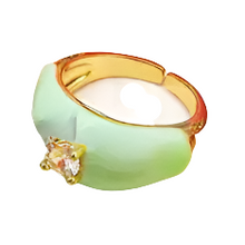 Load image into Gallery viewer, Enamel Round Diamond Adjustable Ring
