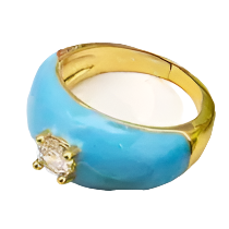Load image into Gallery viewer, Enamel Round Diamond Adjustable Ring

