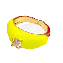 Load image into Gallery viewer, Enamel Round Diamond Adjustable Ring
