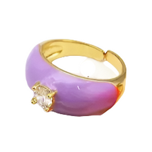 Load image into Gallery viewer, Enamel Round Diamond Adjustable Ring
