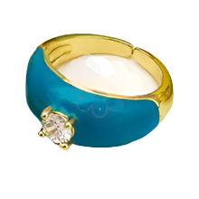 Load image into Gallery viewer, Enamel Round Diamond Adjustable Ring
