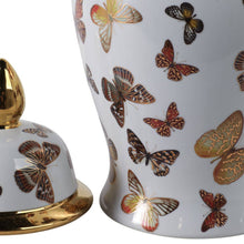 Load image into Gallery viewer, Decorative Temple Jar - White Ceramic Butterflies, 18 in.
