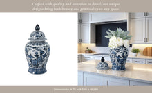 Load image into Gallery viewer, Decorative Jar - Blue Ceramic Flowers Temple Style, 19 in.
