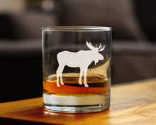 Load image into Gallery viewer, Moose Silhouette Whiskey Rocks Glass - 10 oz.
