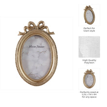 Load image into Gallery viewer, Photo Frame - Gold Polyresin Oval Coquette with Bow, 4x6 in.
