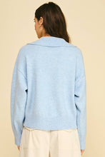 Load image into Gallery viewer, Pinch Collared Button Down Blue Sweater
