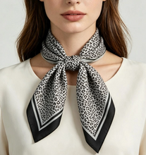 Load image into Gallery viewer, Leopard Silky Bandana Square Neck Scarf
