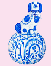 Load image into Gallery viewer, Chinois Blue Staffie Dog Pumpkin Door Hanger
