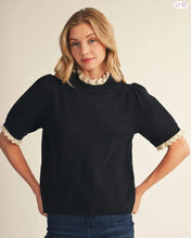 Load image into Gallery viewer, Short Sleeve Sweater with Ruffle Detail

