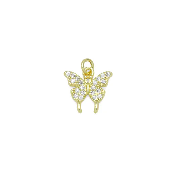 Cute Gold CZ Butterfly Charm Pendant