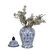 Load image into Gallery viewer, Temple Jar - White/Blue Ceramic Chinoiserie Charm, 18 in.
