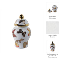 Load image into Gallery viewer, Multicolor 8x5 in. Ceramic Glam Temple Jar with Butterflies
