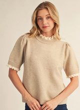 Load image into Gallery viewer, Short Sleeve Sweater with Ruffle Detail
