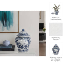 Load image into Gallery viewer, Blue Ceramic Blossoms Temple Decorative Jar -15 inches
