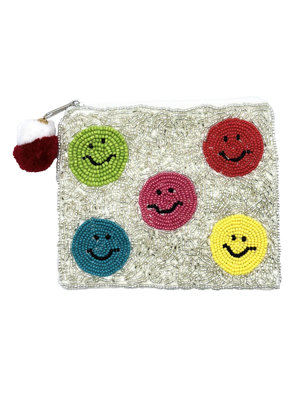 Five Smileys Beaded Coin Purse