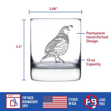 Load image into Gallery viewer, Quail Whiskey Rocks Glass - 10 oz.
