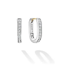Load image into Gallery viewer, LAGOS Silver Linear Diamond Hoop Earrings
