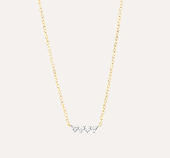 Yellow Gold Oyo Diamond Bar Necklace