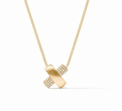 Gold Catalina Pave X Delicate Necklace