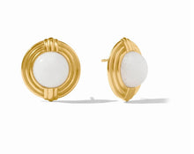 Load image into Gallery viewer, Portofino Statement Stone Stud Earring - White Jade
