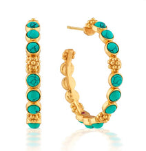 Load image into Gallery viewer, Turquoise Berry Gem Medium Hoop Earrings
