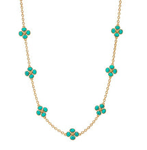 Load image into Gallery viewer, Turquoise Berry Clover Double Sided Necklace 16" + 2"
