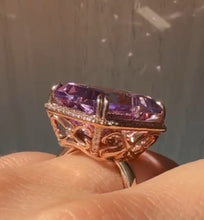 Load image into Gallery viewer, 14K Rose Gold 16.03 Carat Amethyst and Diamond Ring

