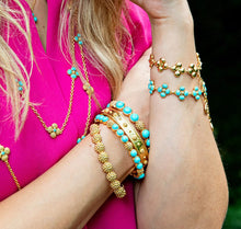 Load image into Gallery viewer, Turquoise Berry Clover Link Bracelet, 7"+2"
