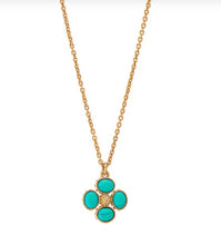 Load image into Gallery viewer, Turquoise Berry Clover Double Sided Charm Necklace
