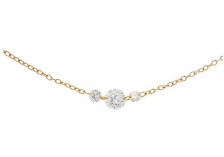 1.10 ct Graduated Drilled Diamond Station Necklace