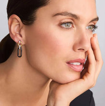 Load image into Gallery viewer, 18K Gold and Black Ceramic Diamond Link Drop Earrings
