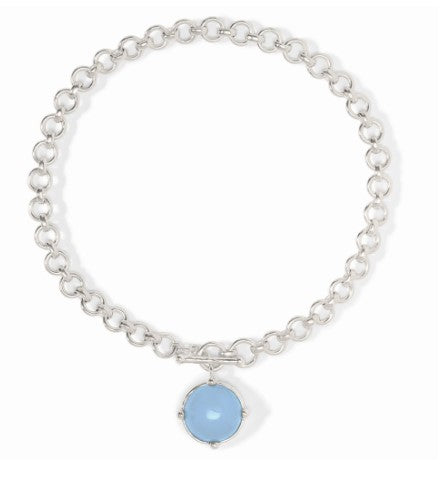 Silver Chalcedony Blue Honeybee Demi Necklace