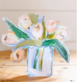 White Tulips Acrylic Bloom Block Bitty