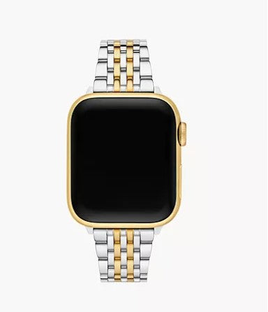 Tapered Seven Link Two-Tone 18K Gold Plated Stainless Steel Bracelet Band for