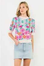 Load image into Gallery viewer, Short Sleeve Floral Knit Top
