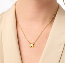 Load image into Gallery viewer, Gold Catalina Pave X Delicate Necklace
