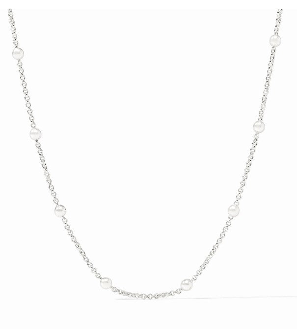 Silver 43.5 inch Solara Delicate Station Necklace